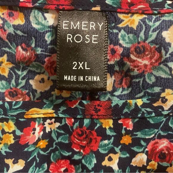Emery Rose Shein Floral Midi Dress Black Red Yellow 2X - Picture 9 of 10